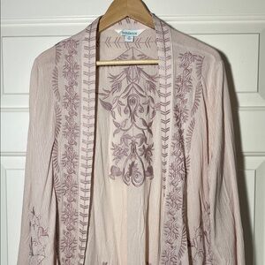 Sundance Embroidered Open-Front Tunic in Light Blush